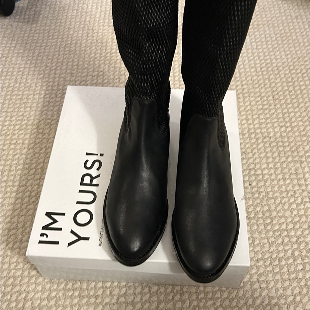 NEW Long Tall Sally quilted Black Tall stretchy Boots